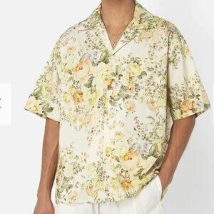 NWT John Elliott Camp Shirt “Beige Tuscan Floral” - L